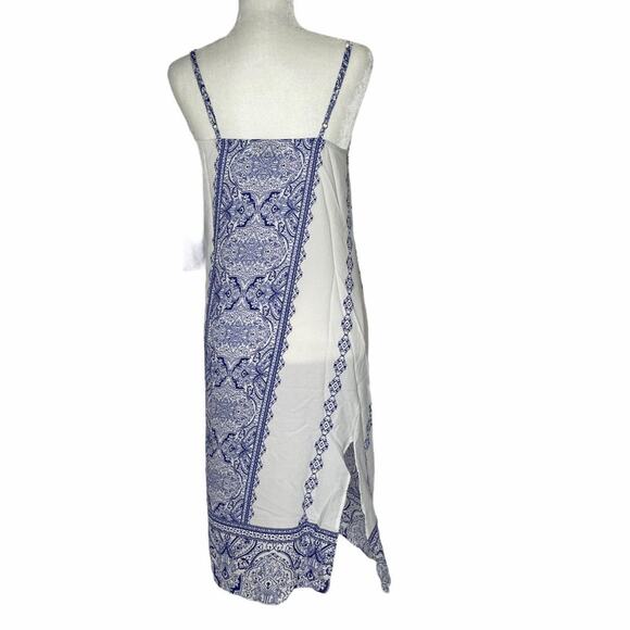 Show Me Your Mumu Shiloh Slip Dress White Blue Spaghetti Straps Small - Picture 4 of 10
